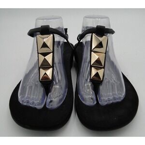 Vionic Nala Studded Sandal Women's US 9 Thong T-Strap Shoes Slingback Black Gold